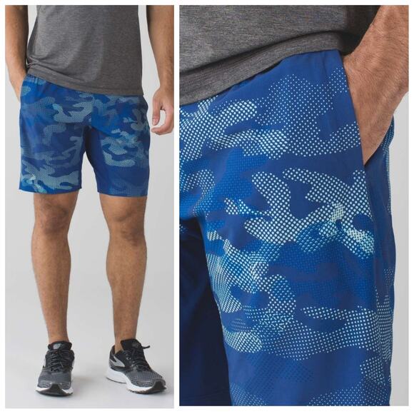 Lululemon T.H.E. Short *Luxtreme Liner 9" Big Pebble Camo Dark Cobalt Sea Mist - Picture 1 of 12